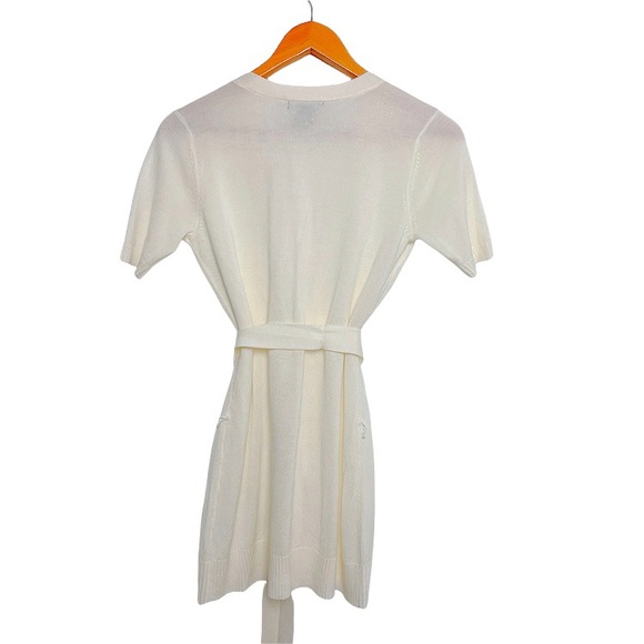 New! New York & Co White Short Sleeve Long Cardigan w Belt - Picture 4 of 6